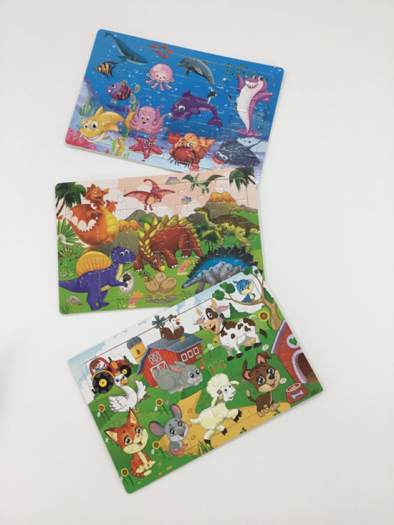 Set of 3 Wooden Jigsaw Puzzles