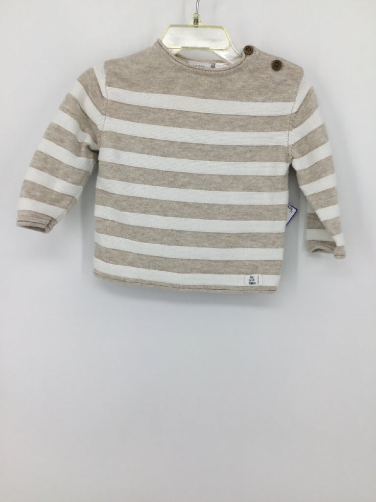 Zara Child Size 6-9 Months Tan Stripe Sweater - boys