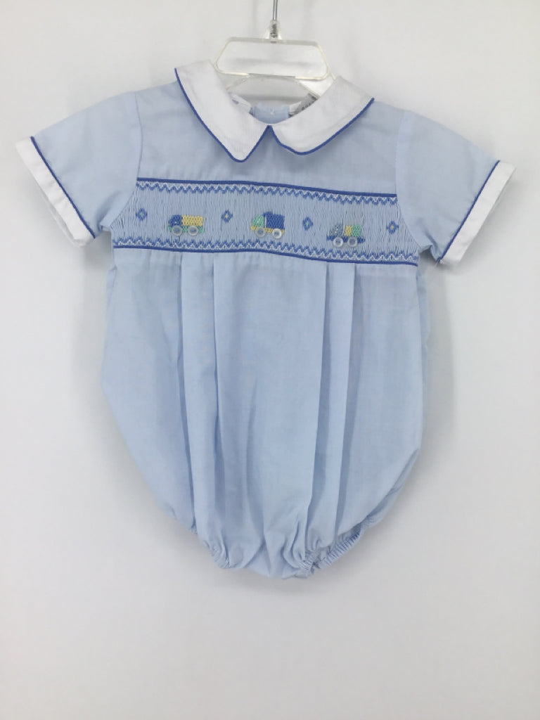 Friedknit Creations Child Size 6 Months Blue smocked Outfit - boys