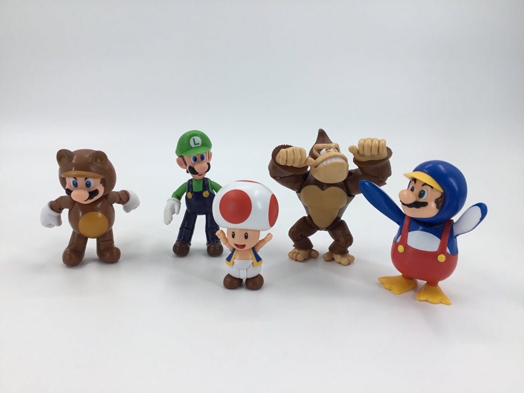 Super Mario Set of 5 Poseable Articulated Action Figures
