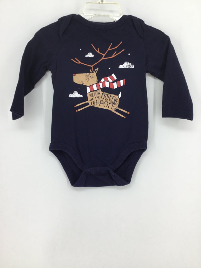 Baby Gap Child Size 6-12 Months Navy Christmas Onesie