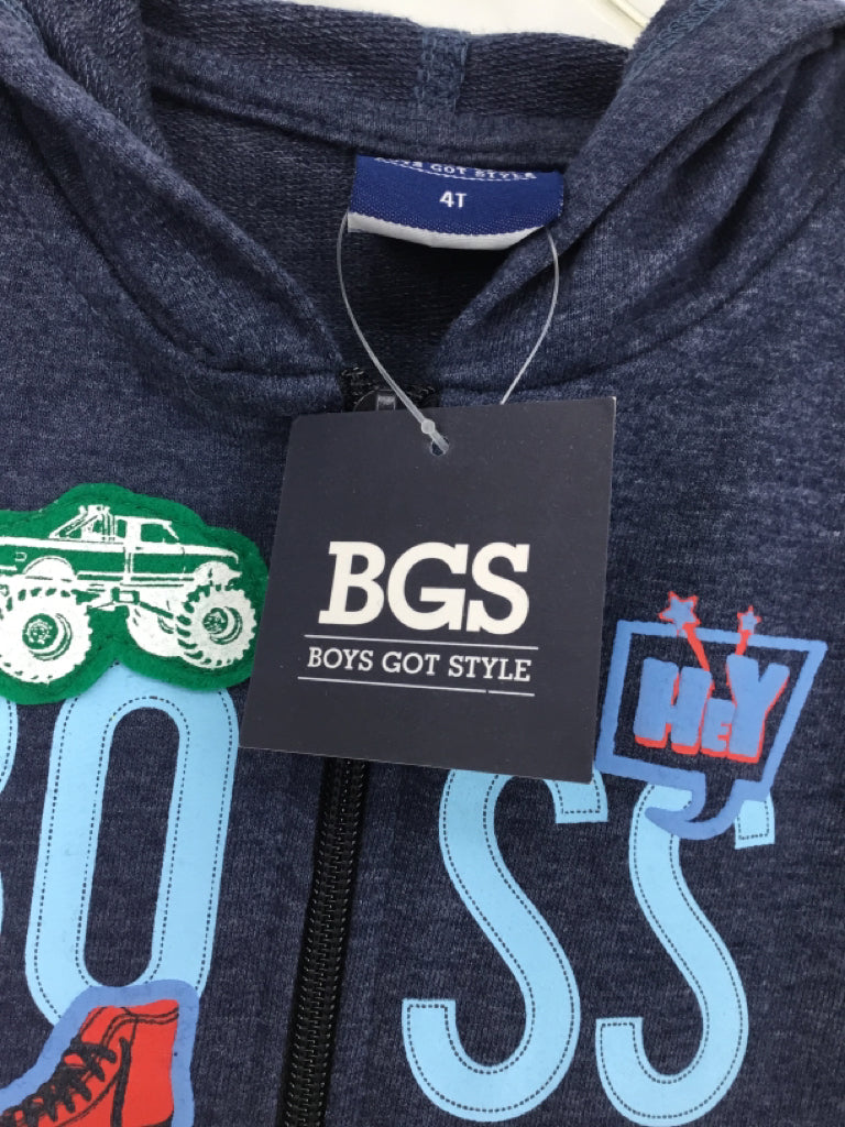 Boys Got Style Child Size 4 Blue screen printed Hoodie - boys