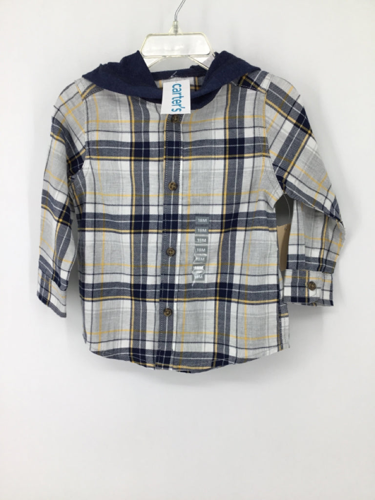 Carter's Child Size 18 Months Blue Plaid Shirt - boys