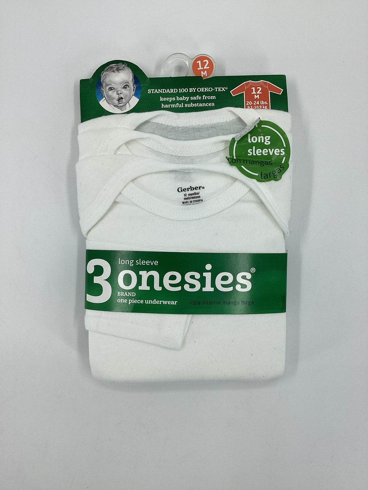 Gerber Child Size 12 Months White Onesie
