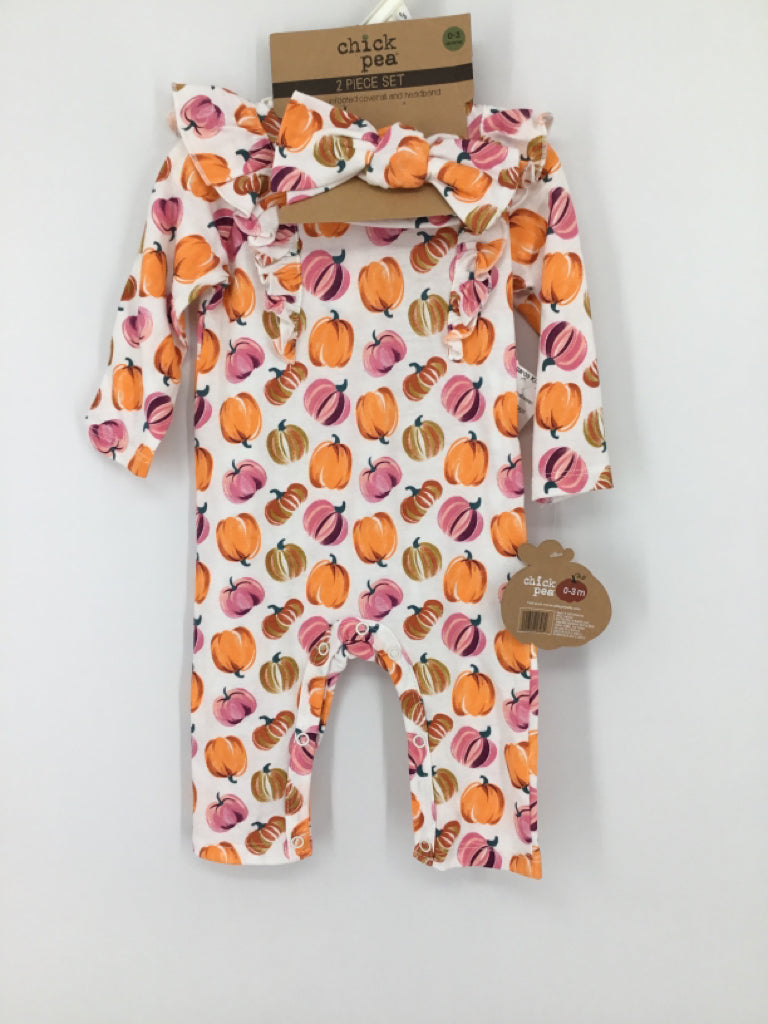 Chickpea Child Size 0-3 Months Orange Halloween Sleeper & Headband
