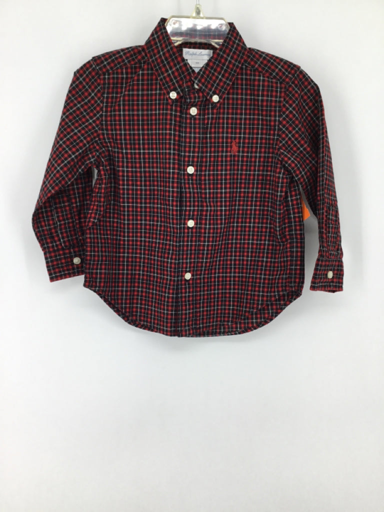 Ralph Lauren Child Size 18 Months Red Plaid Shirt - boys