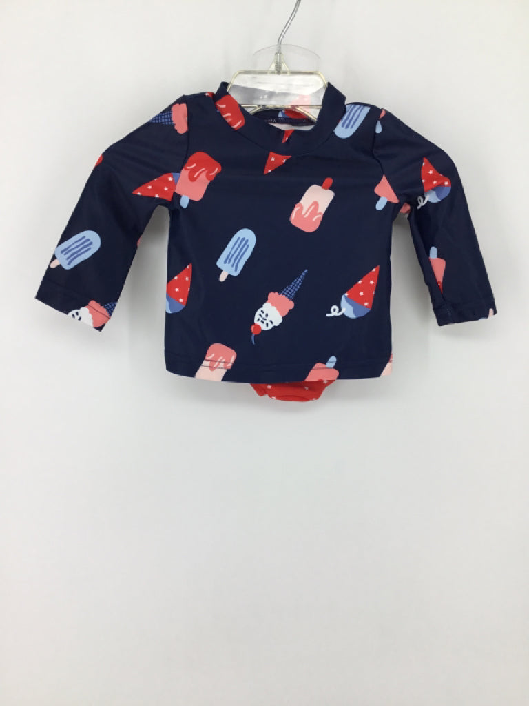 Just One You Made by Carters Child Size 3 Months Navy Stars & Stripes Swimsuit