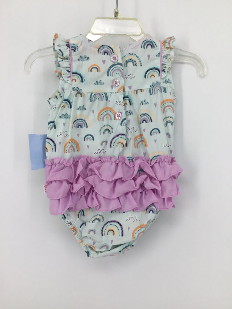 Ruffle Butts Child Size 0-3 Months Blue Outfit - girls