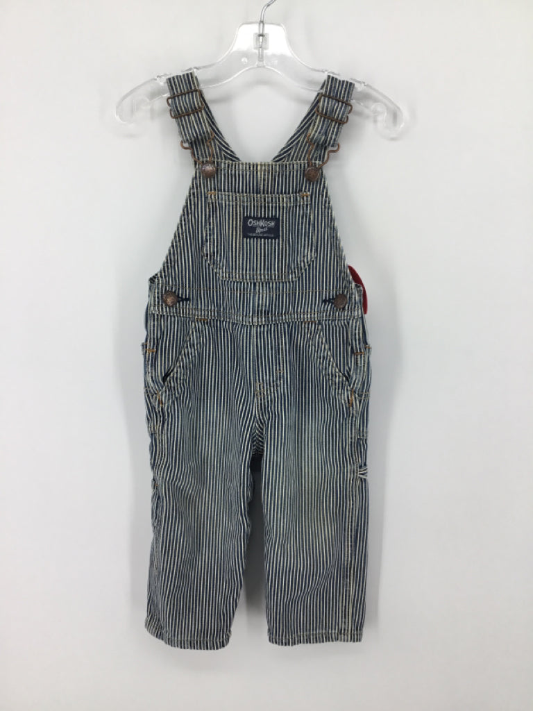 OshKosh B'gosh Child Size 12 Months Blue Stripe Overalls - boys