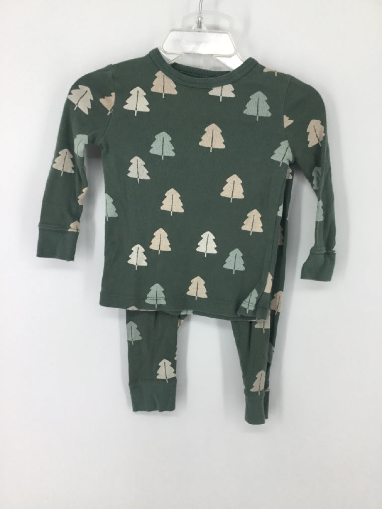 Little Co Child Size 12 Months Green Print Pajamas - boys