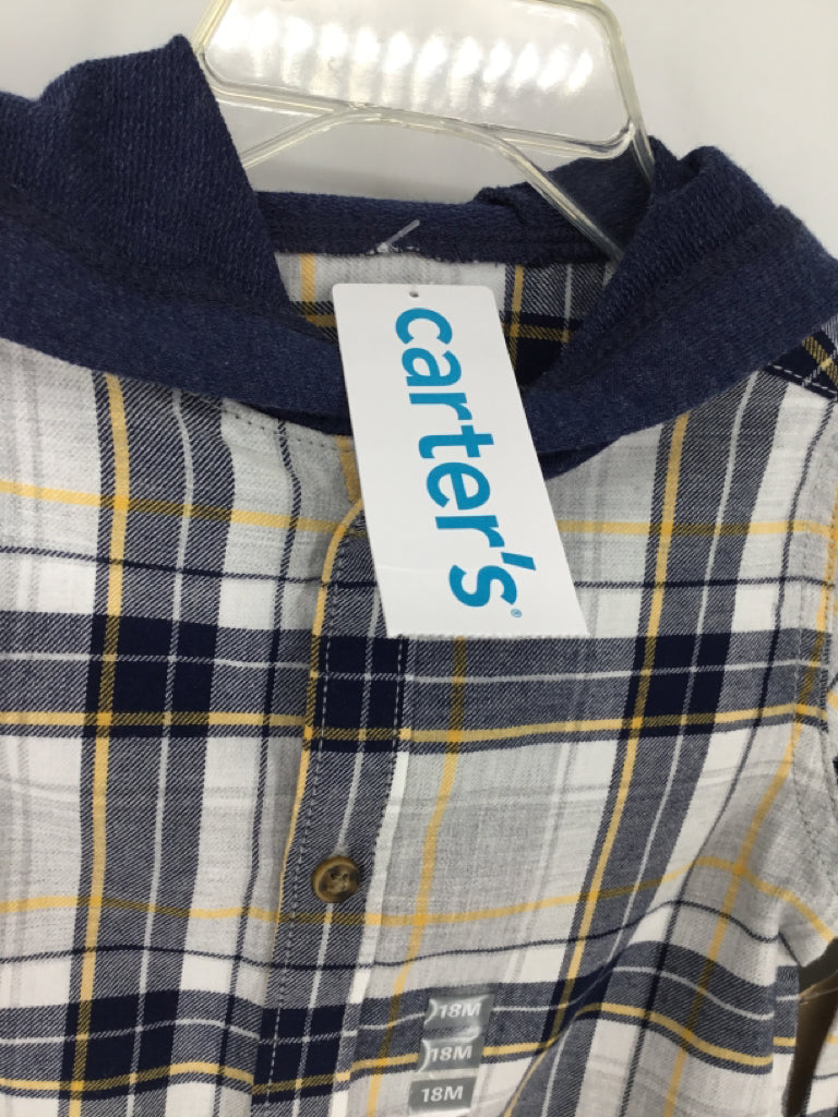 Carter's Child Size 18 Months Blue Plaid Shirt - boys