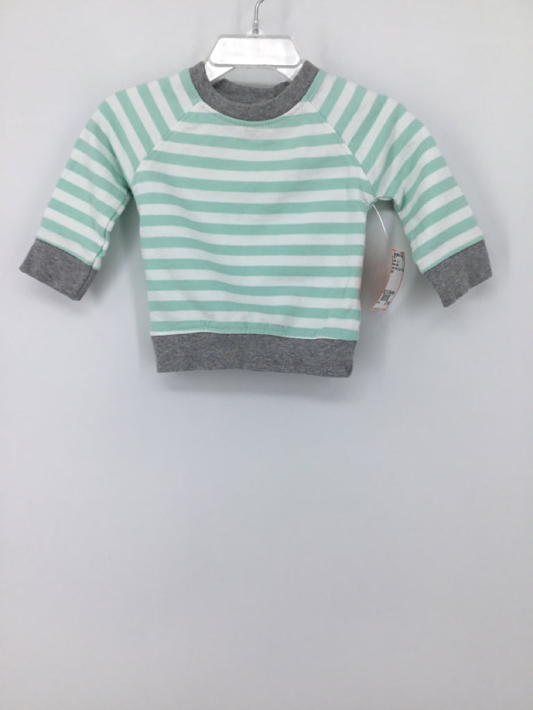Monica + Andy Child Size 0-3 Months Green Stripe Sweatshirt - boys