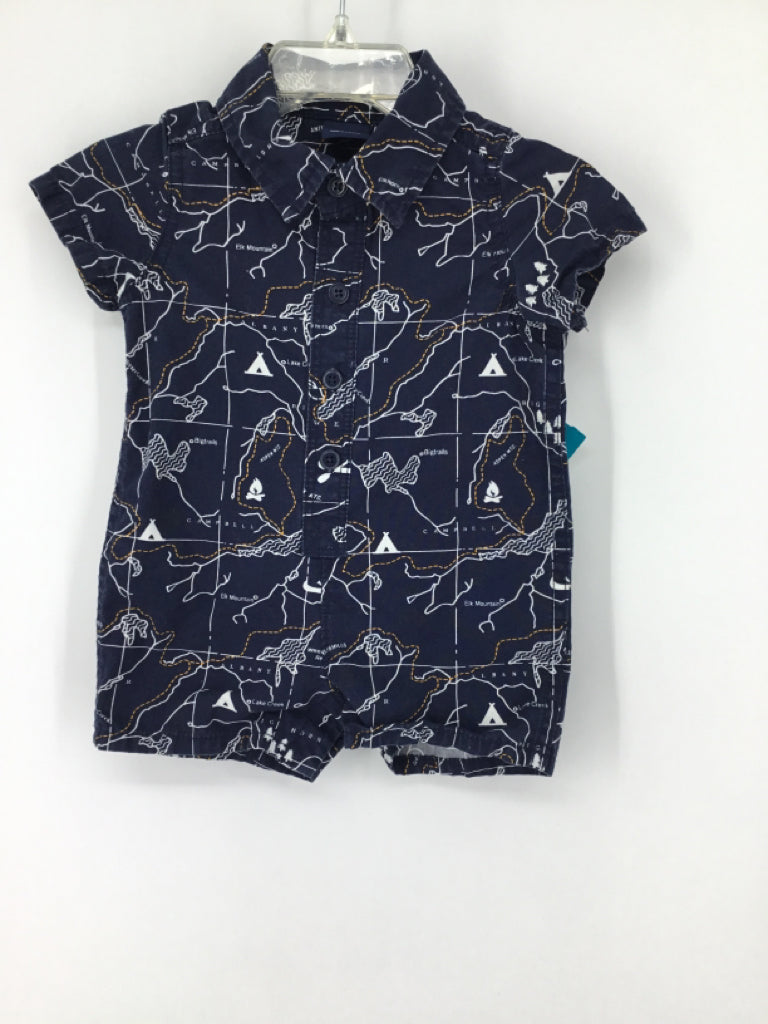 Baby Gap Child Size 0-3 Months Navy Print Outfit - boys