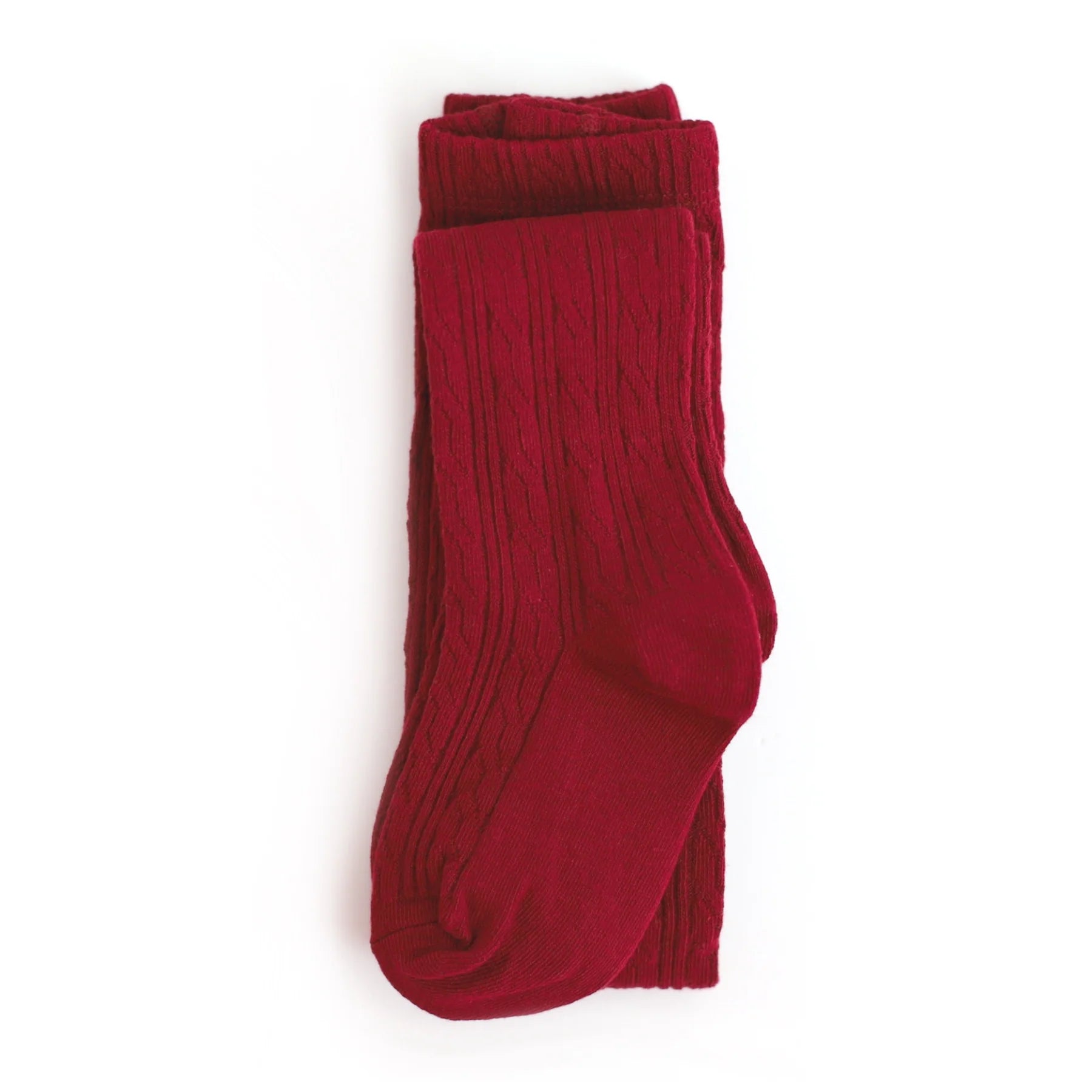 The Little Stocking Co - Cable Knit Tights - Crimson