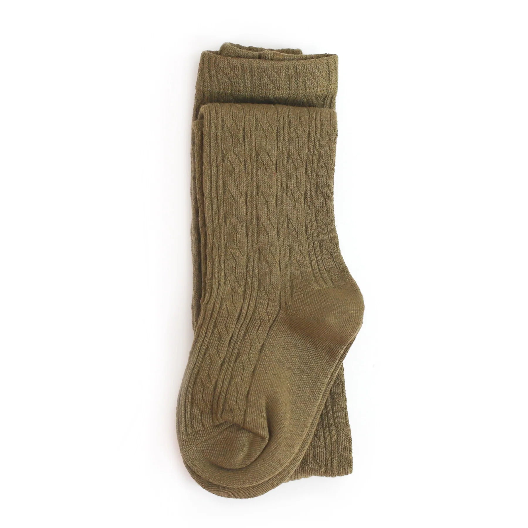 The Little Stocking Co - Cable Knit Tights - Olive Green