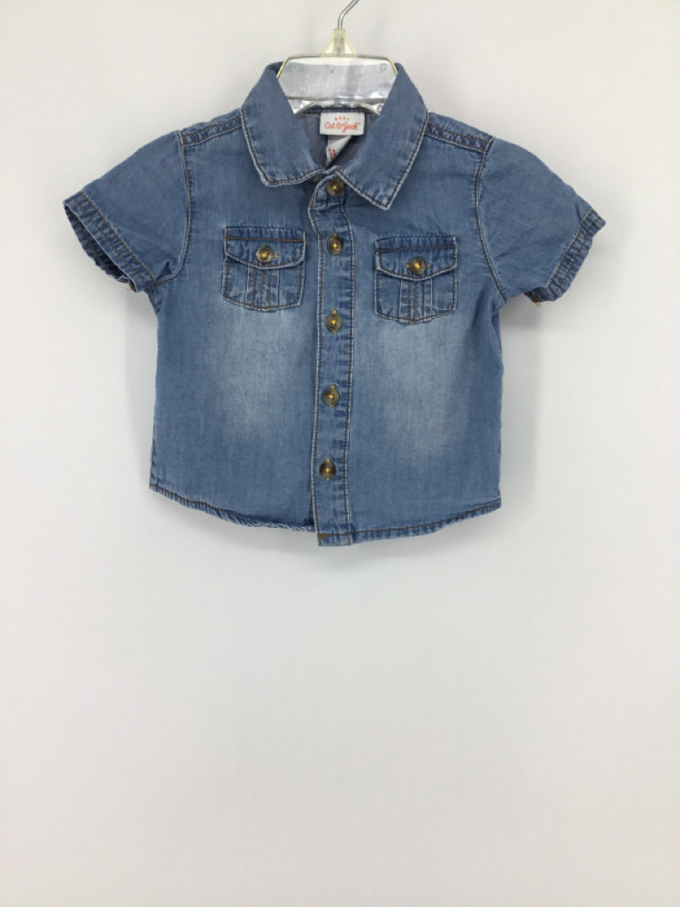 Cat & Jack Child Size 3-6 Months Blue Solid Shirt - boys