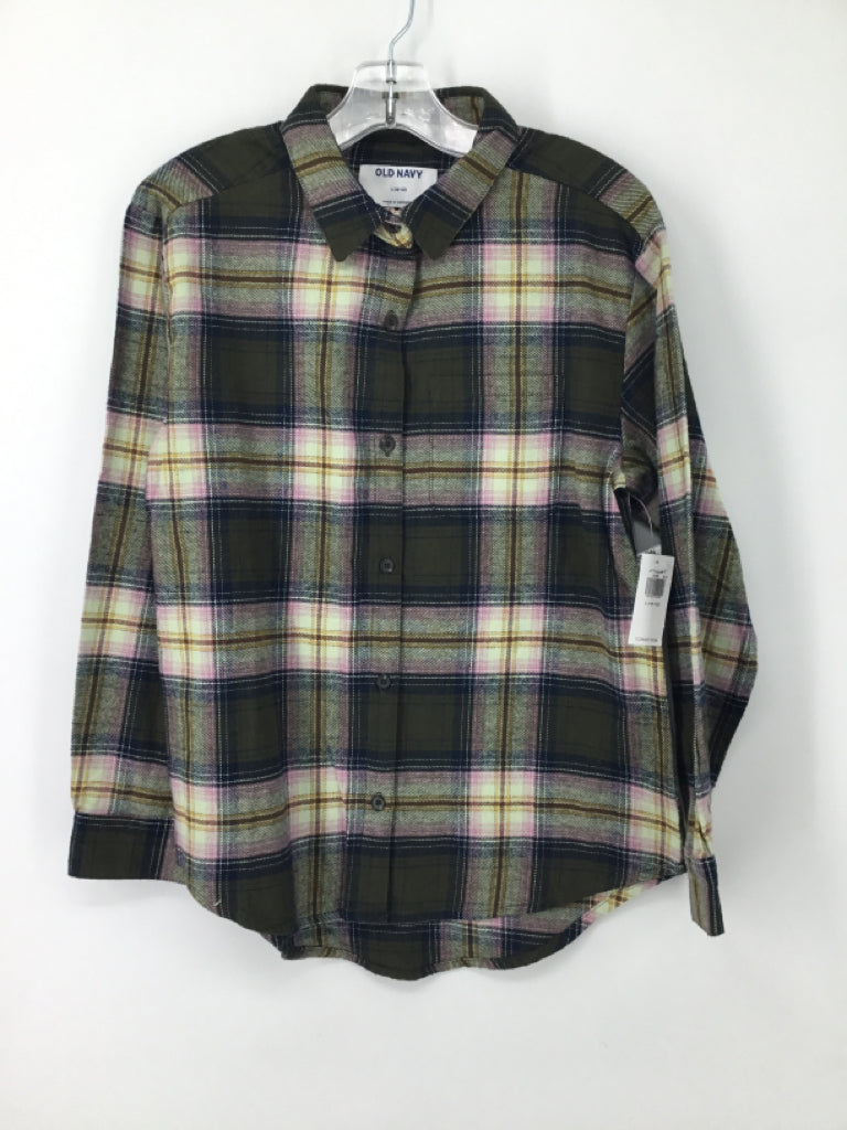 Old Navy Child Size 10 Green Plaid Shirt - boys