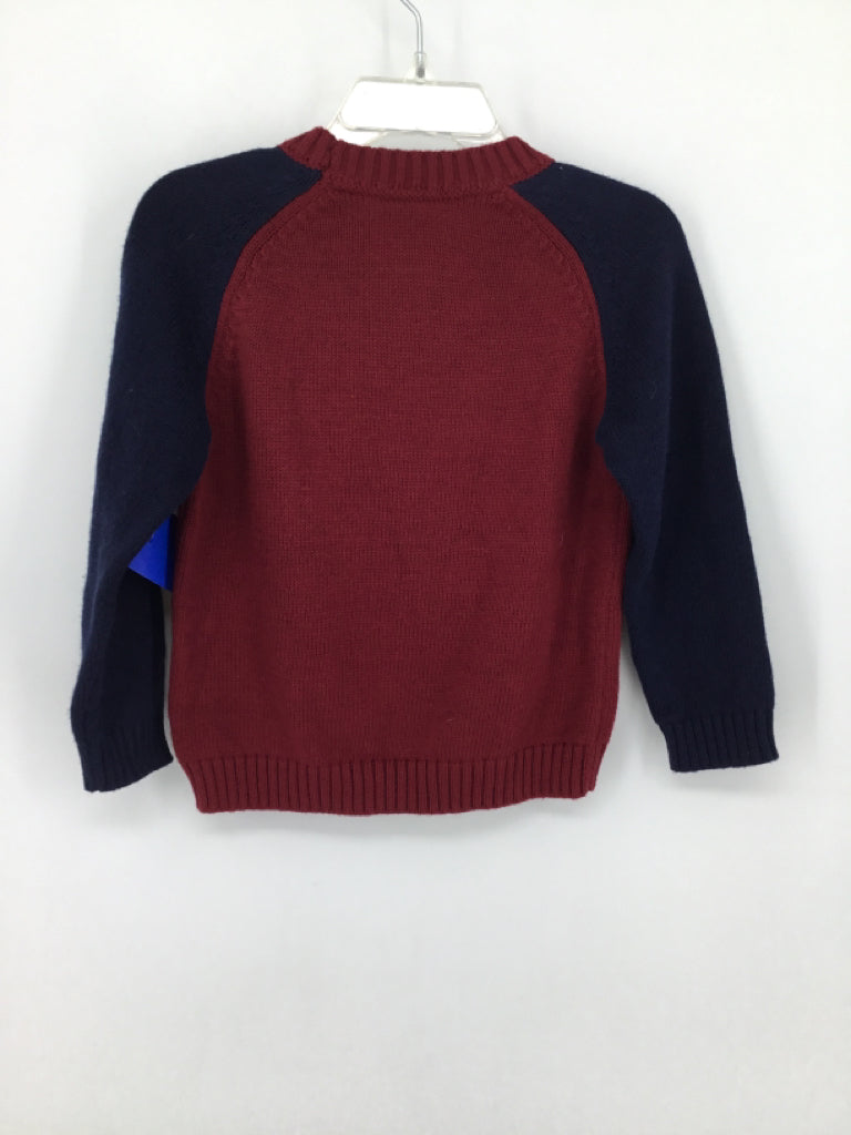 Janie and Jack Child Size 18-24 Months Burgundy Animals Sweater - boys