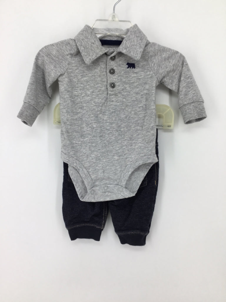 Carter's Child Size 3 Months Gray Solid Outfit - boys