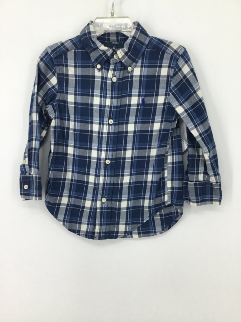 Ralph Lauren Child Size 2 Blue Plaid Shirt - boys
