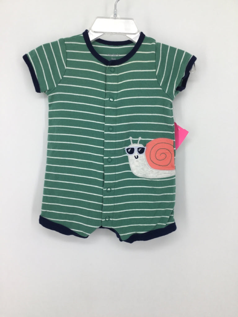 Carter's Child Size 3 Months Green Stripe Outfit - boys