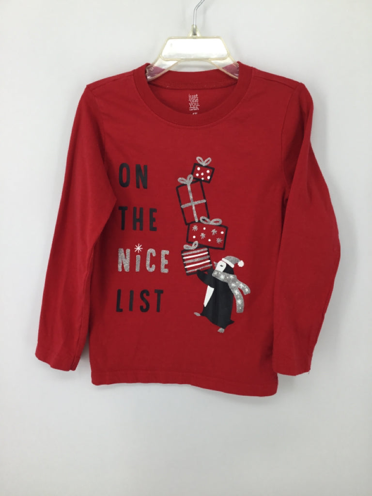 Just One You Made by Carters Child Size 4 Red Christmas T-Shirt