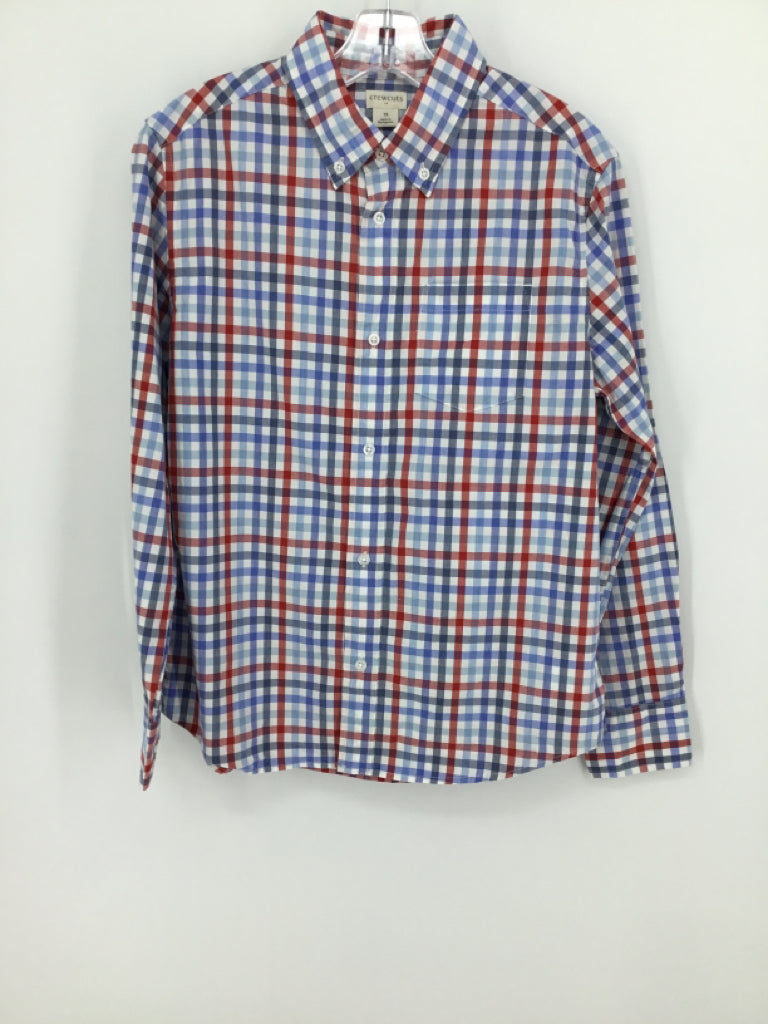 Crew & Company Child Size 12 Blue Checkered Shirt - boys