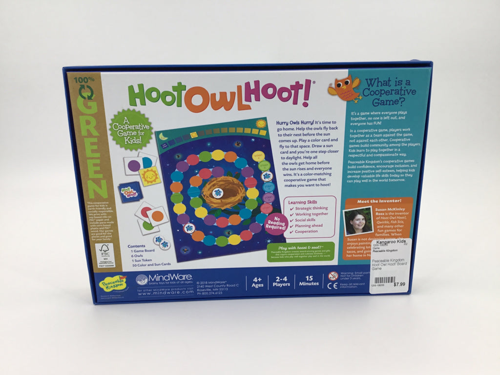 Peaceable Kingdom Hoot Owl Hoot! Board Game