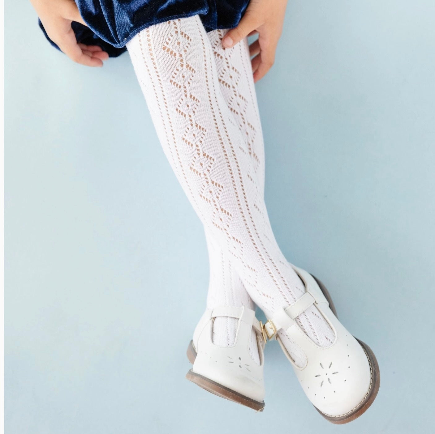 The Little Stocking Co - Fancy Knit Tights (White)