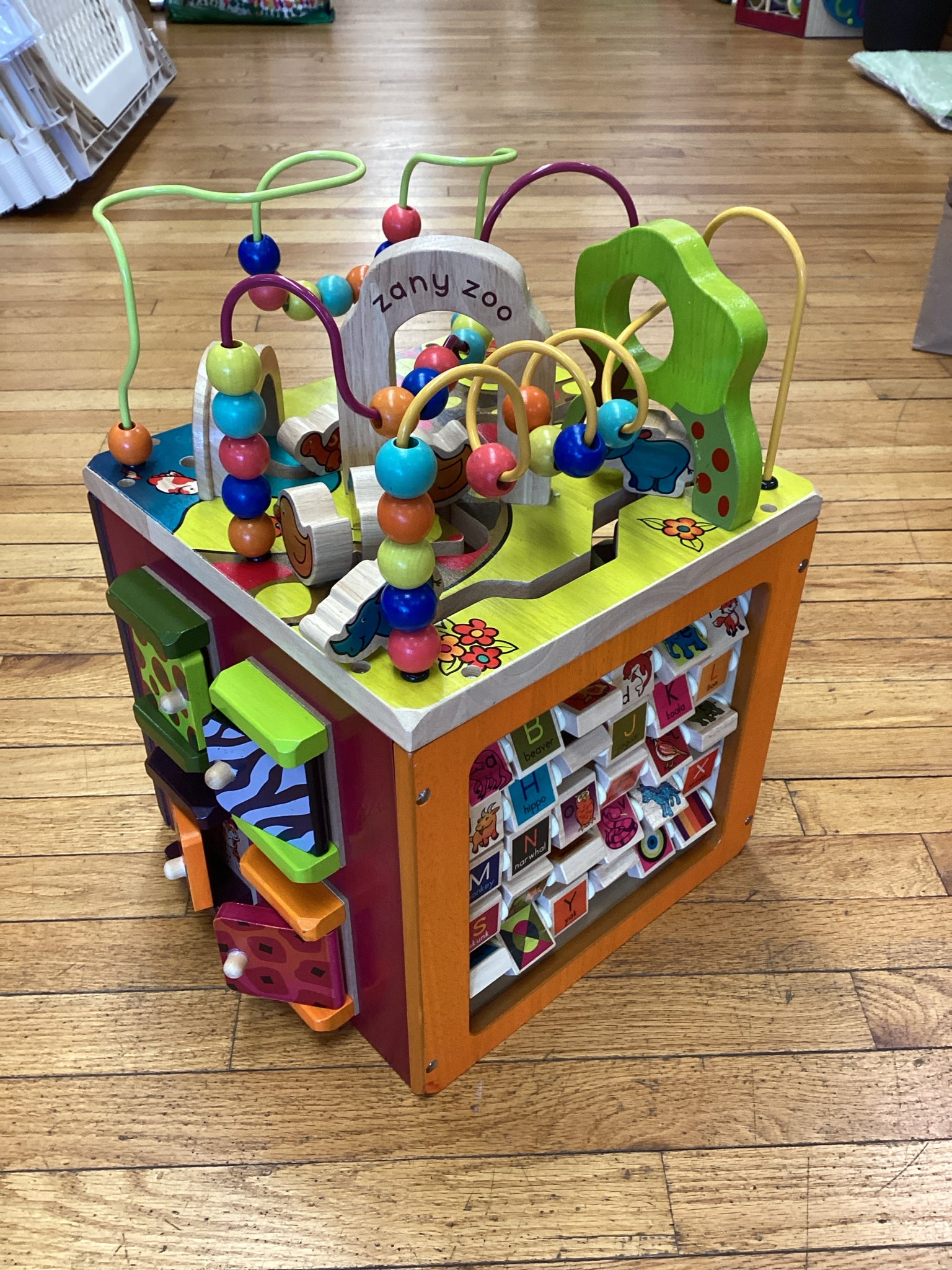 B. toys Wooden Activity Cube - Zany Zoo