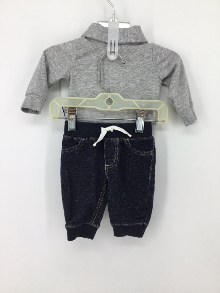 Carter's Child Size 3 Months Gray Solid Outfit - boys