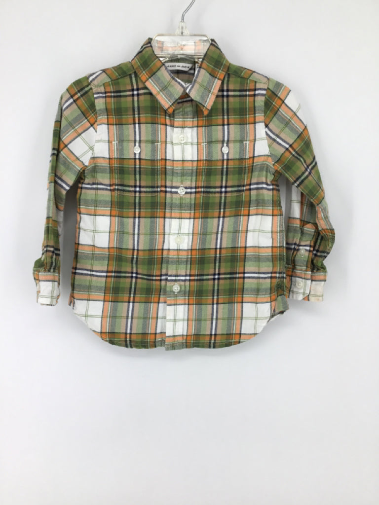 Janie and Jack Child Size 18-24 Months Green Plaid Shirt - boys