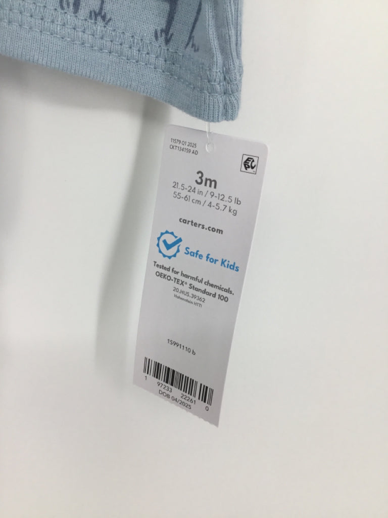 Carter's Child Size 3 Months Blue Print Outfit - boys