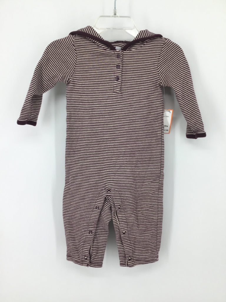 Tea Child Size 3-6 Months Burgundy Stripe Outfit - boys