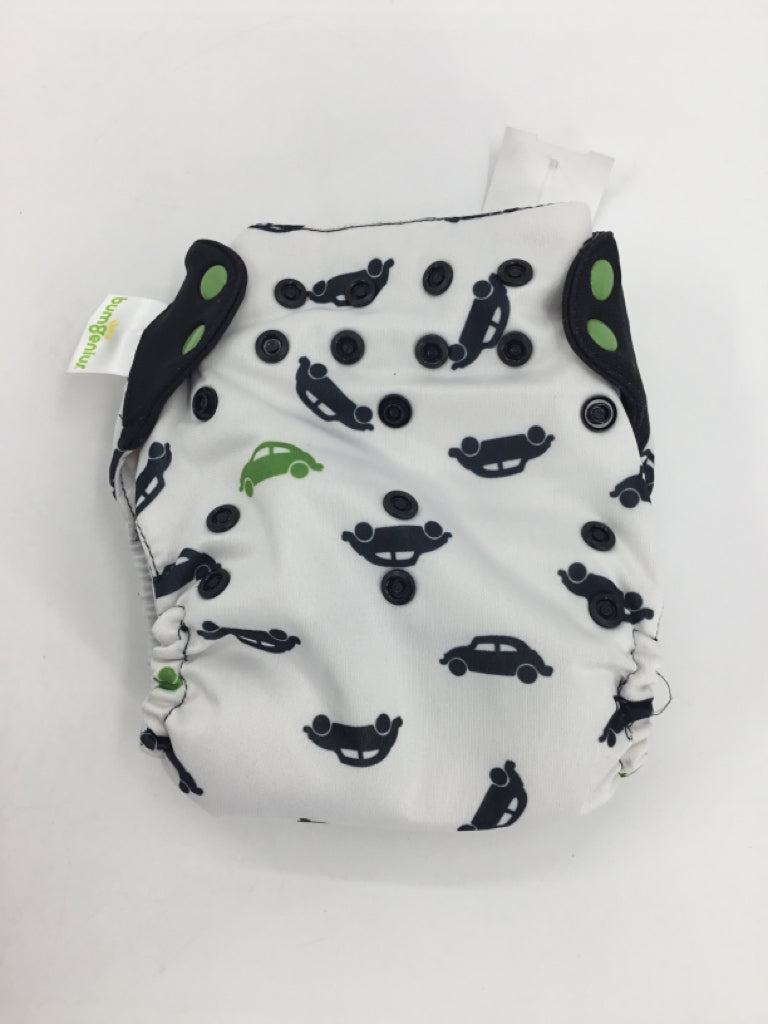 Bum Genius Child Size One Size White Print Free Time Cloth Diaper