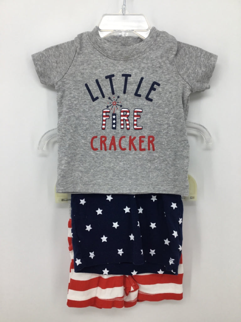 Carter's Child Size 6 Months Gray Stars & Stripes Outfit