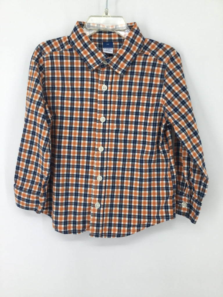 Old Navy Child Size 3 Orange Plaid Shirt - boys