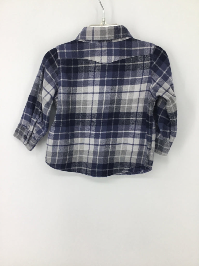 Baby Gap Child Size 12-18 Months Navy Plaid Shirt - boys