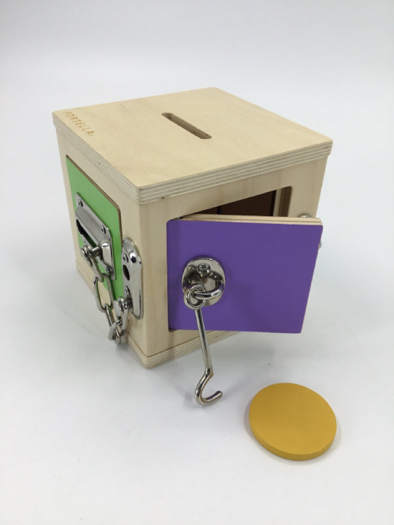 Fortella Montessori Wooden Lock Box Toy w/ Coin
