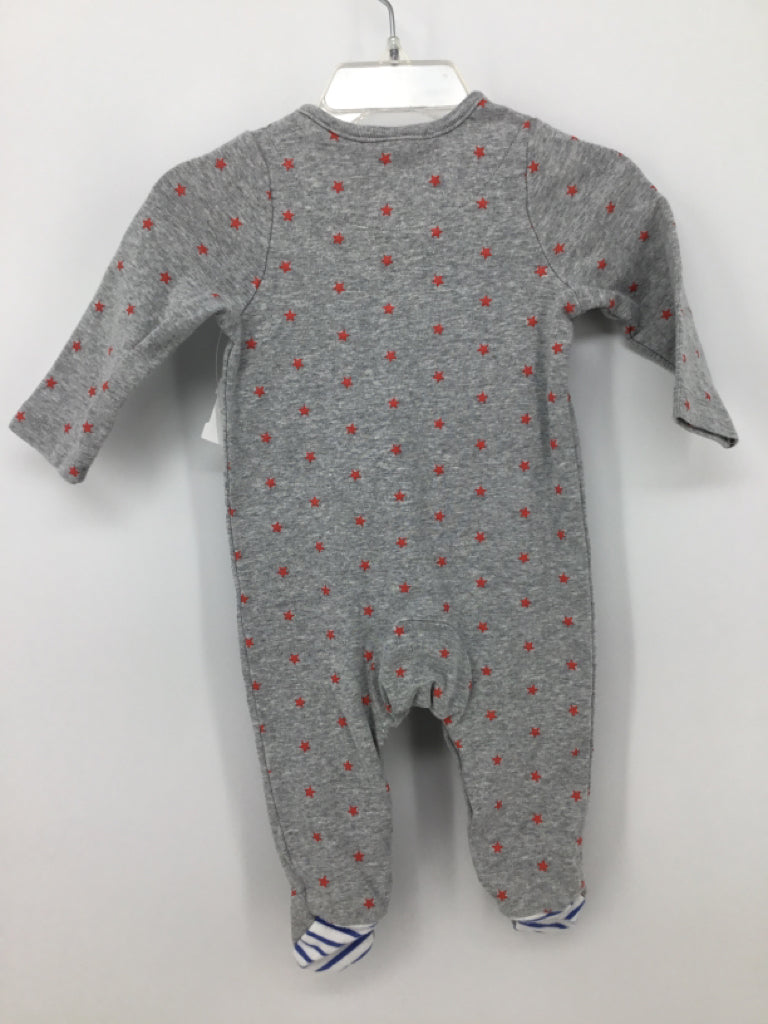 Baby Boden Child Size 3-6 Months Gray Stars & Stripes Sleeper