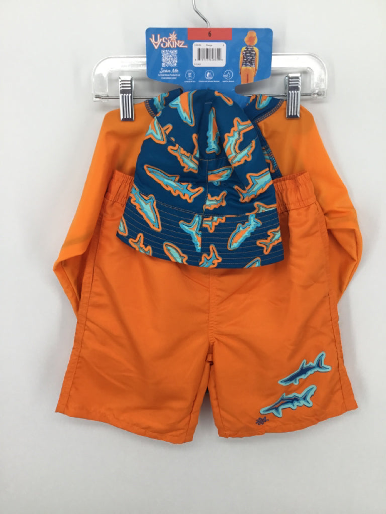 UV Skinz Child Size 6 Orange Print Swimwear - boys
