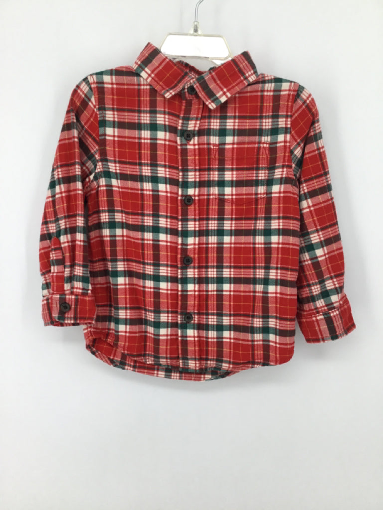 Cat & Jack Child Size 2 Red Plaid Shirt - boys