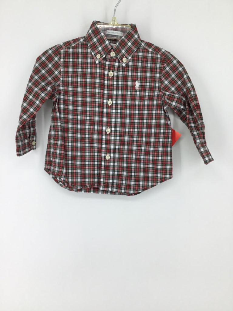 Ralph Lauren Child Size 9 Months Red Plaid Shirt - boys