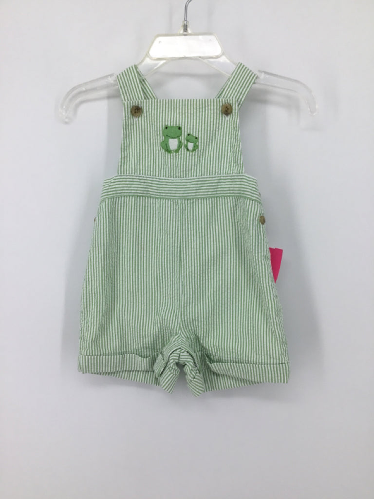 Janie and Jack Child Size 0-36 Months Green Stripe Overalls - boys