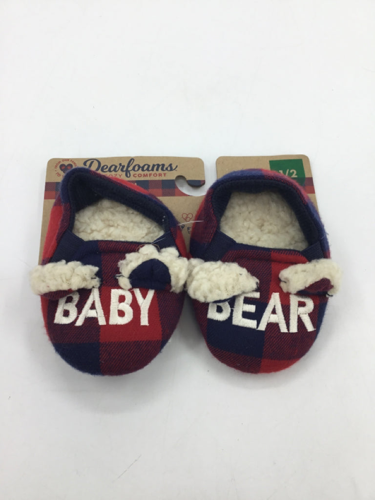 Dearfoams Child Size 1 Toddler Red Slippers