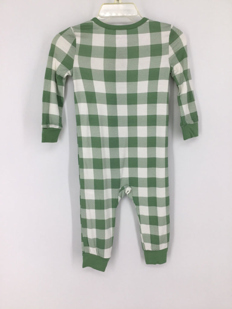 Little Me Child Size 12 Months Green Checkered Pajamas - boys
