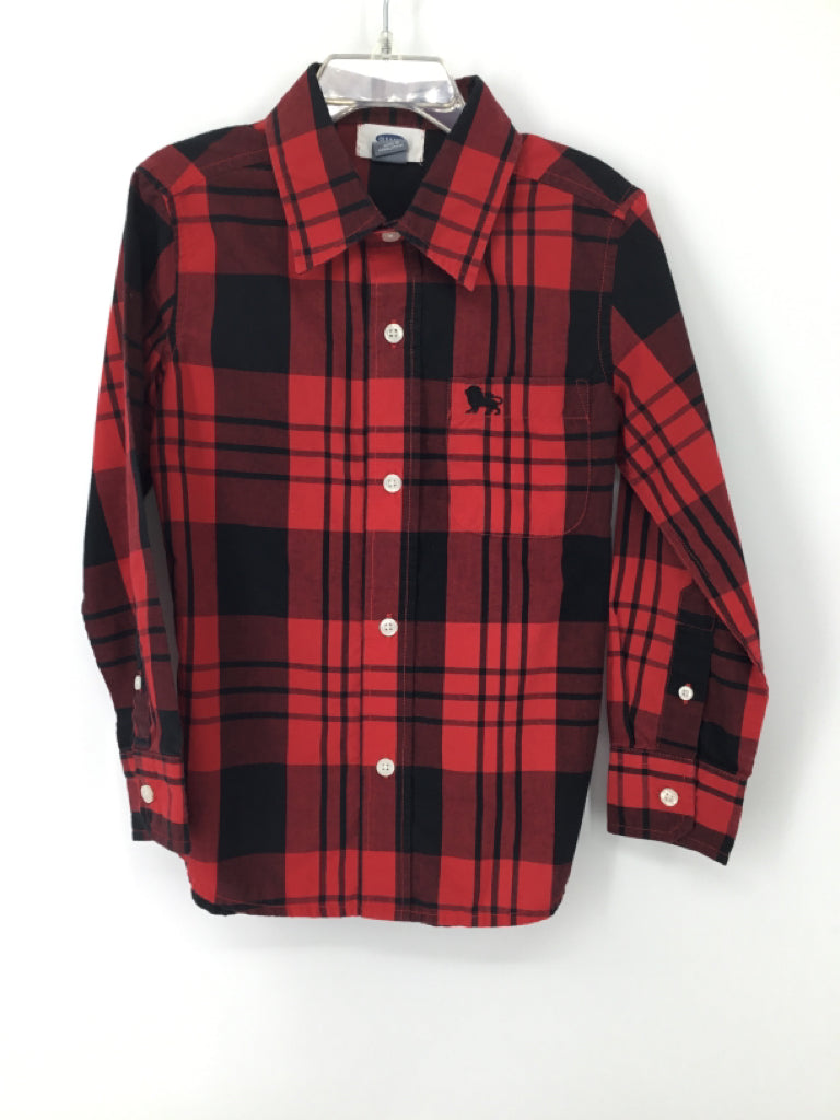 Old Navy Child Size 5 Red Plaid Shirt - boys