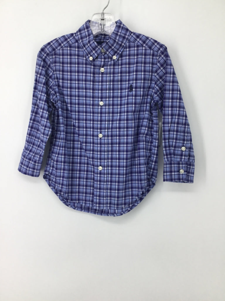 Ralph Lauren Child Size 2 Blue Plaid Shirt - boys
