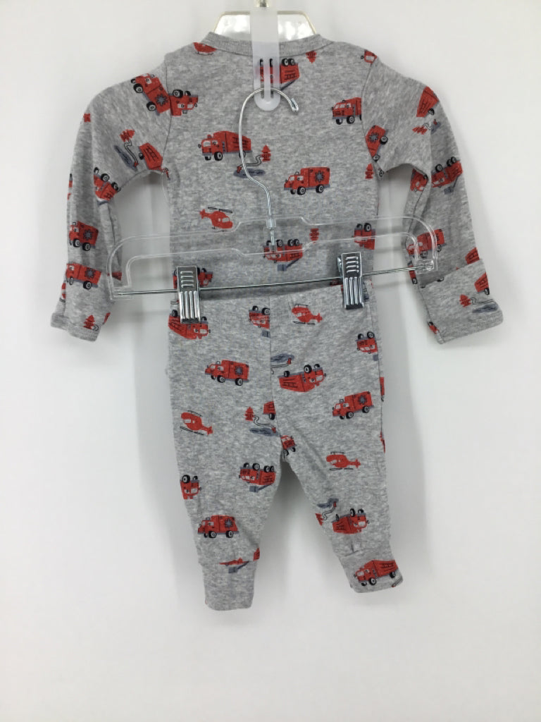 Carter's Child Size 3 Months Gray Fire Truck Outfit - boys
