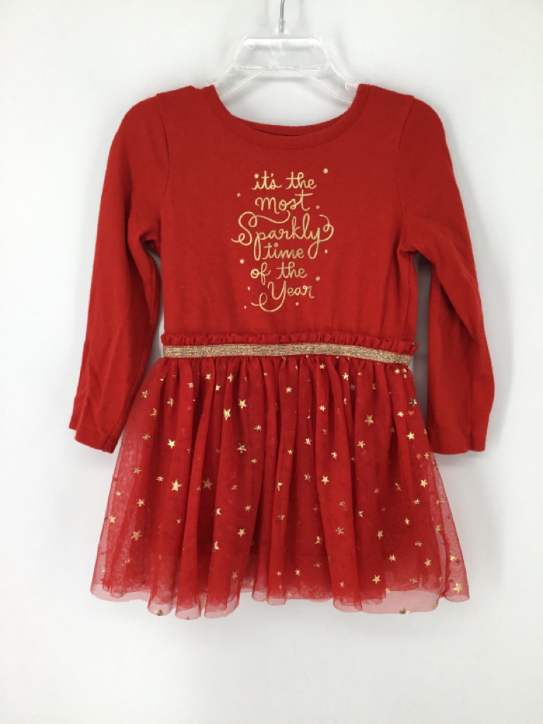 Cat & Jack Child Size 3 Red Christmas Dress